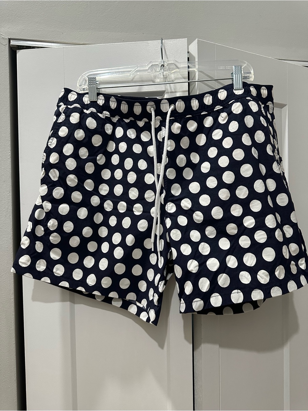 J Crew Polka Dot Elastic Waist Swim Shorts - Black & White